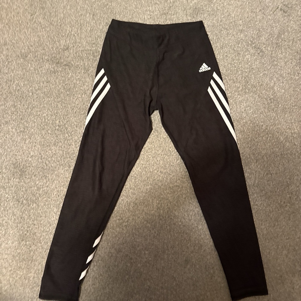 Adidas Kids Black and White Striped Leggings
